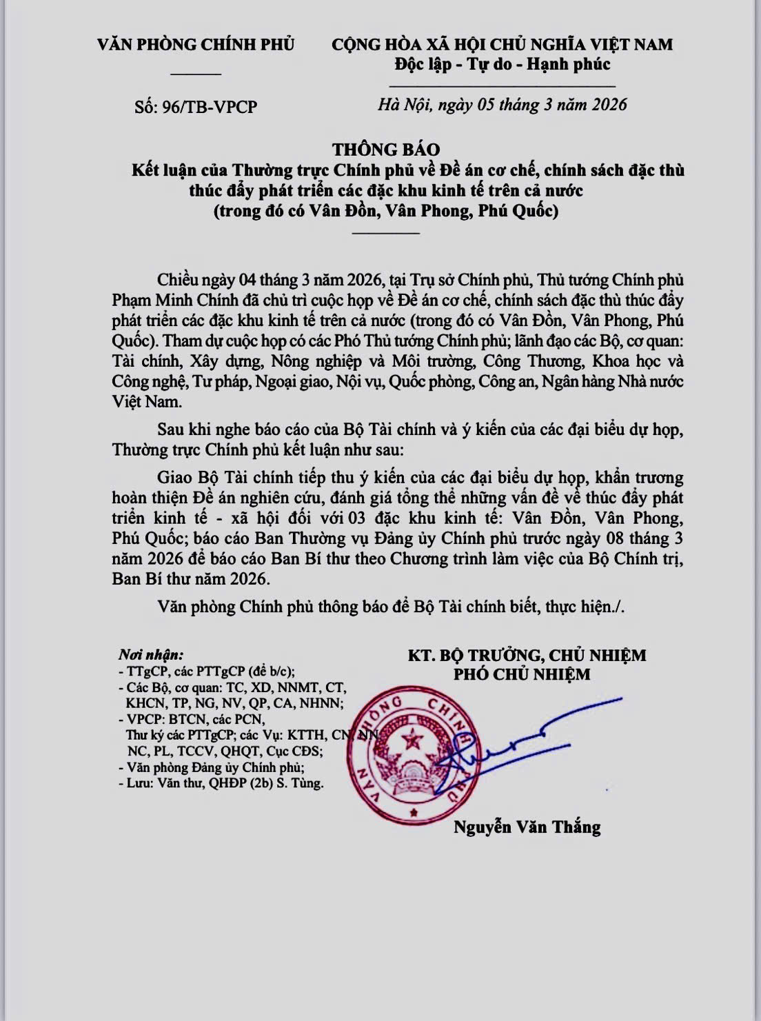 Thành lập đặc khu vân đồn