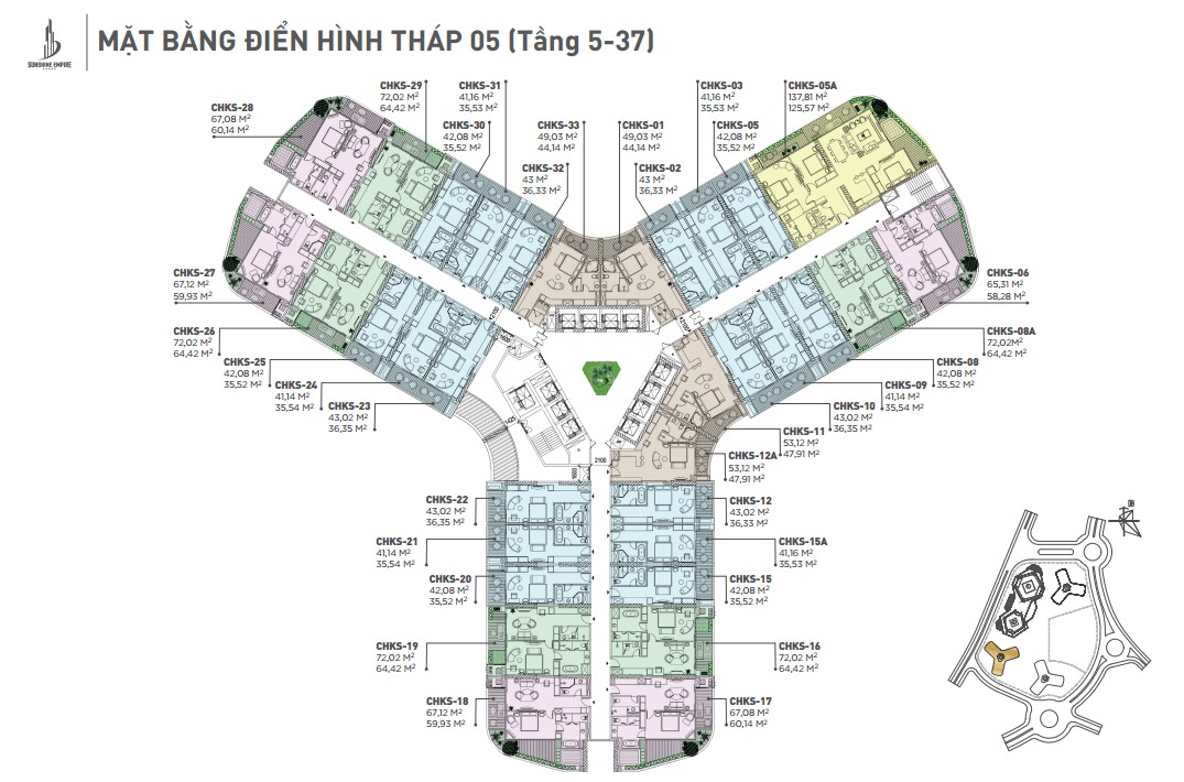 Mặt bằng tầng điển hình căn hộ Sunshine Empire