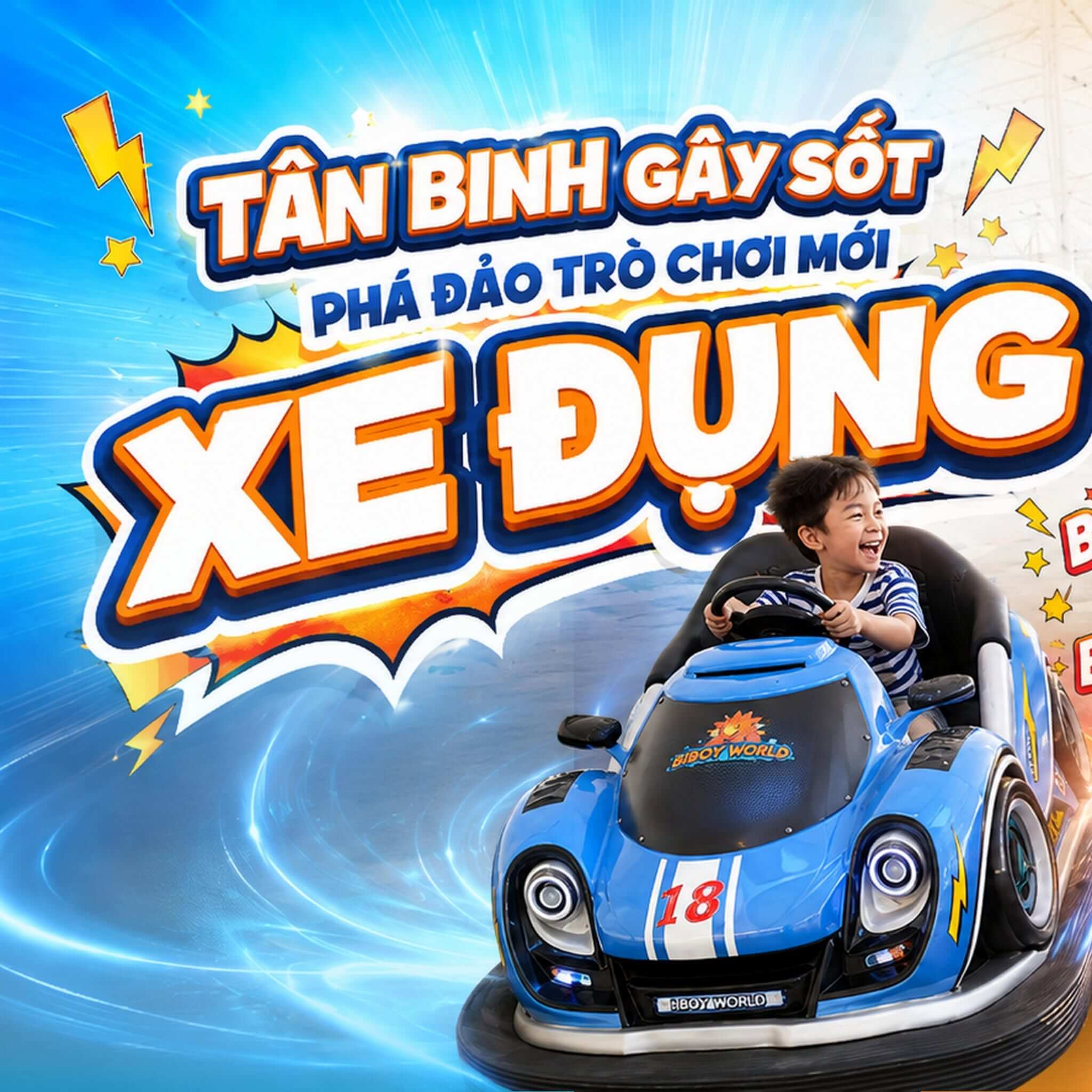 Trải nghiệm trò chơi xe đụng mới tại công viên BiBoy World